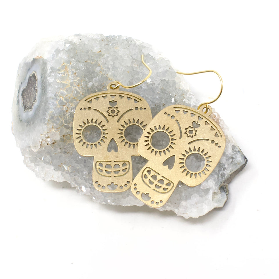 Brass Skull Earrings