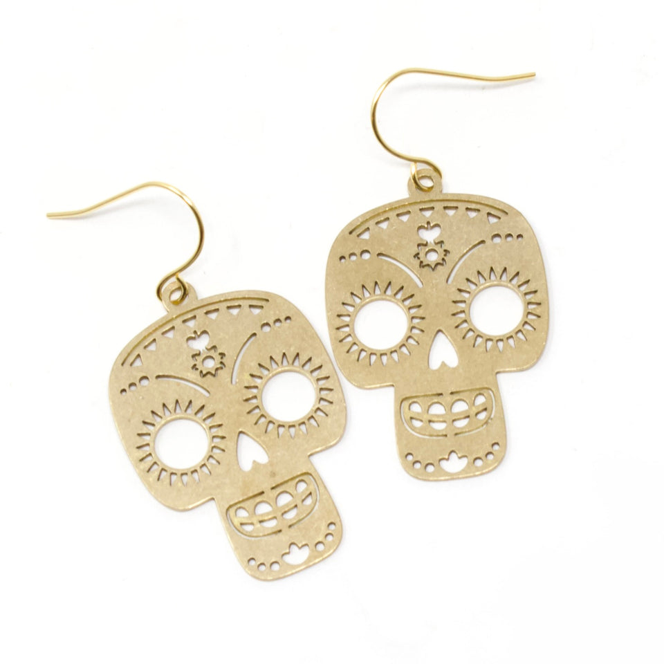 Brass Skull Earrings