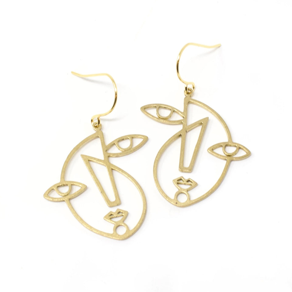 Brass Face Earrings