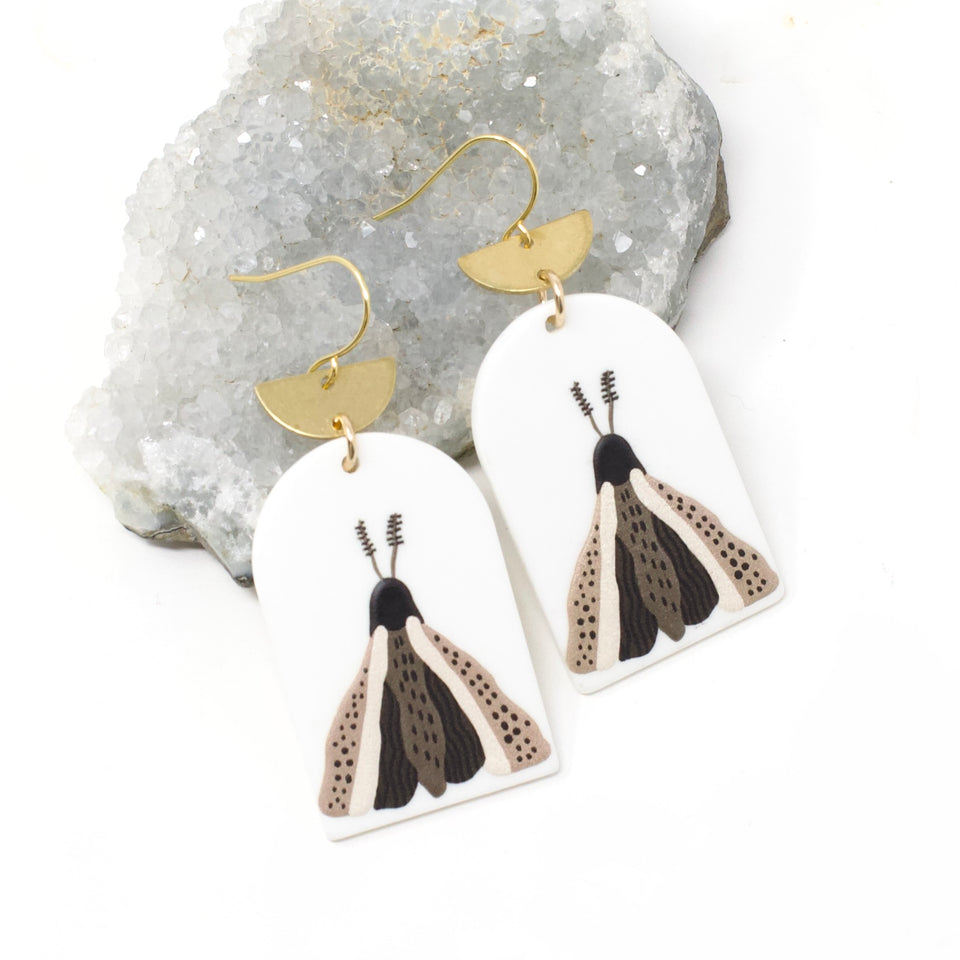 Neutral Moth Earrings