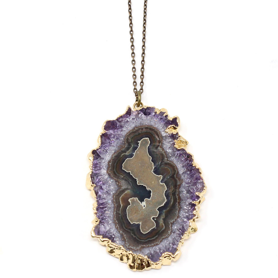 Fancy Geode Necklace - Gold