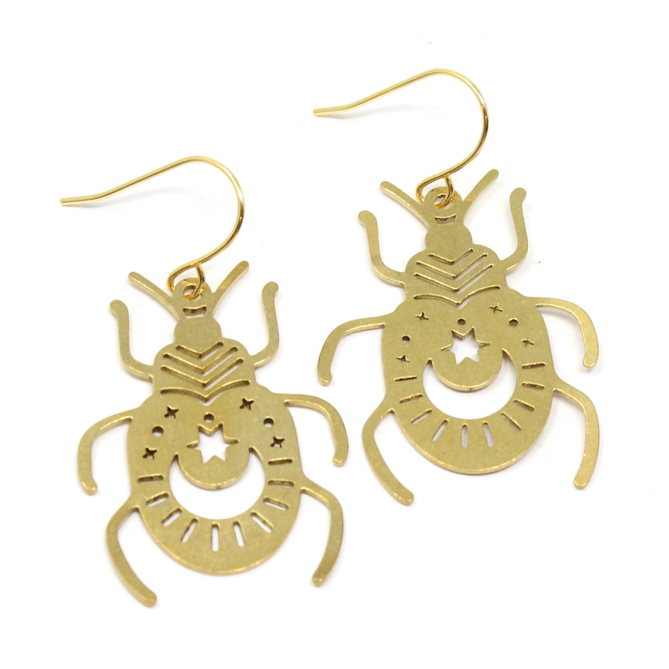 Brass Whimsy Bug Earrings