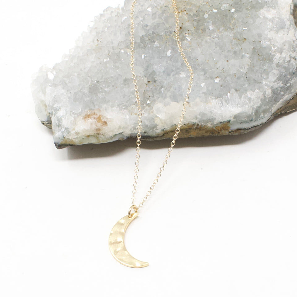 Crescent Moon - Gold Hammered