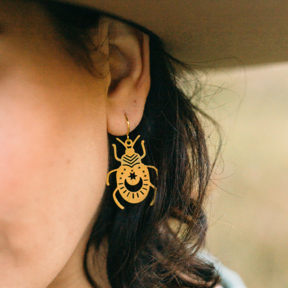 Brass Whimsy Bug Earrings