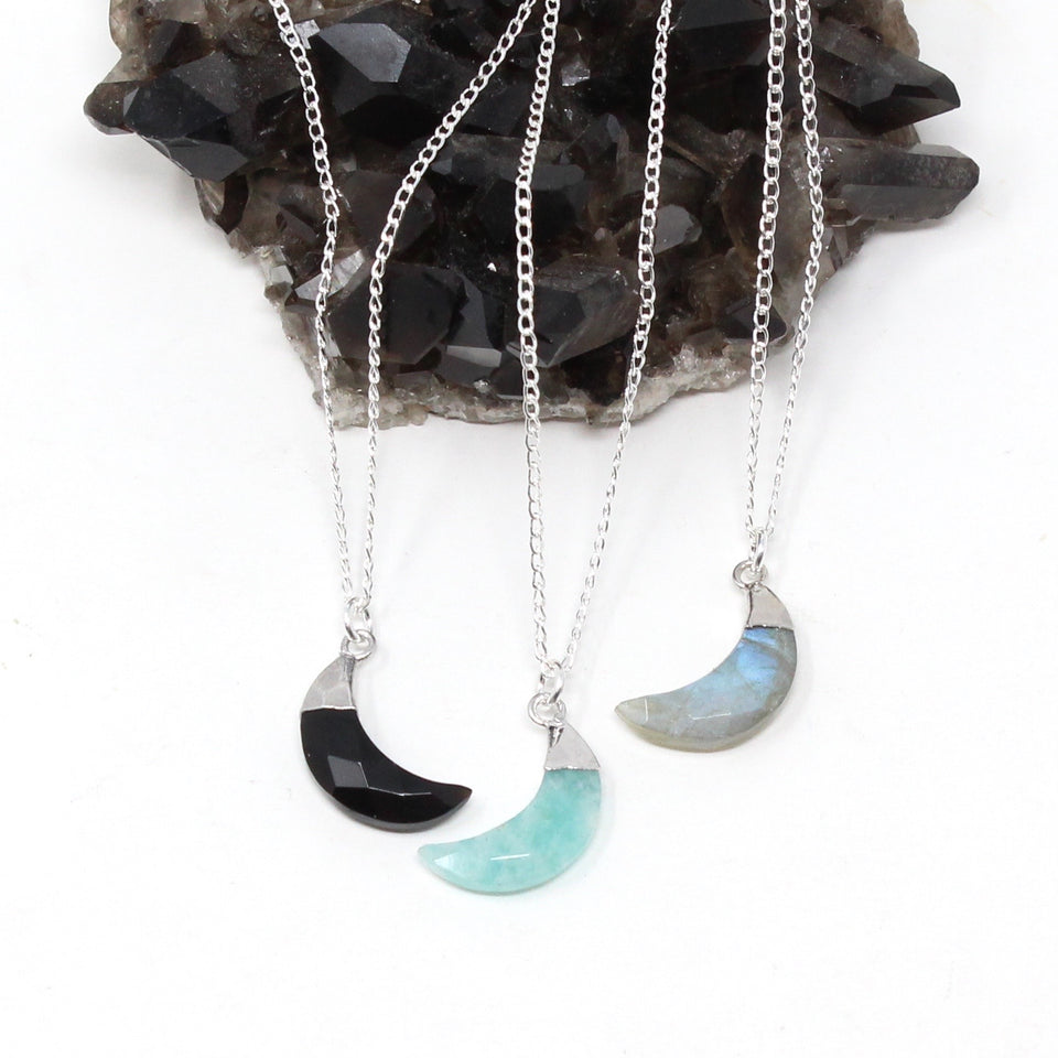 Tiny Necklaces - Silver Moon Bezel